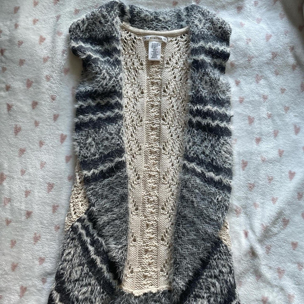Knit-fur Sleeveless Vest/Cardigan